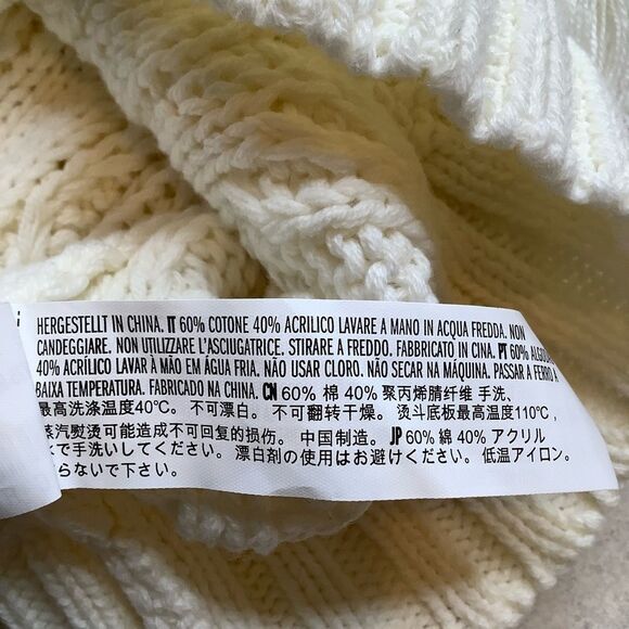 Endless Rose Cable Knit Fringe Sweater Large Ivory Neutral NWT - Picture 4 of 9